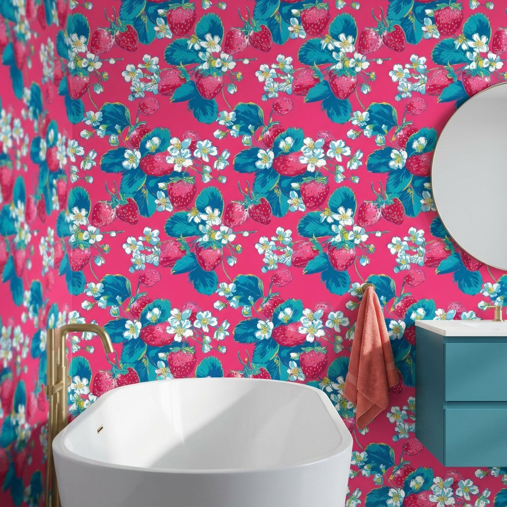 Red Barrel Studio® Strawberry Wallpaper Flower Peel And Stick Leaf Wall ...