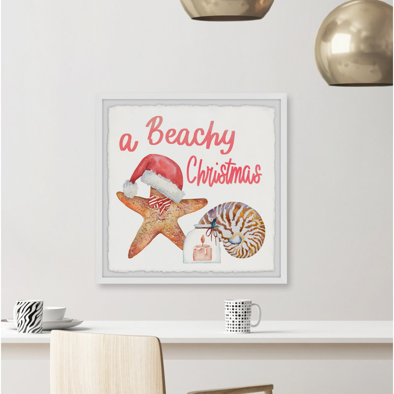 A Beachy Christmas - Single Picture Frame Painting, 30cm H x 30cm W x 3.81cm D