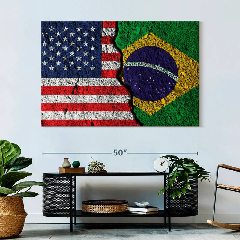 Drapeau du Brésil fissuré, H 34 po x l 51 po