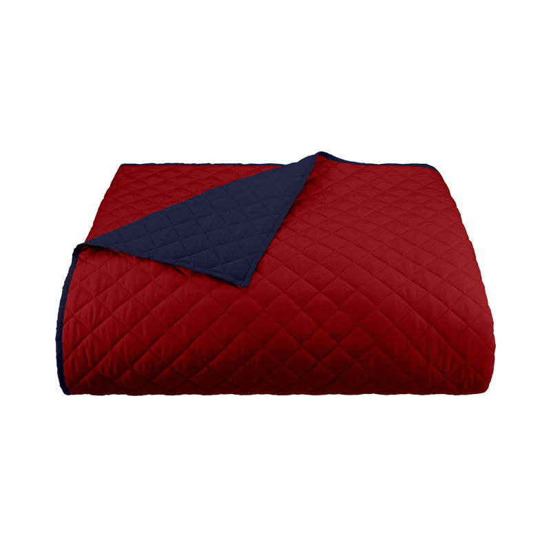 Martex Reversible Coverlet, Twin, Red/Navy