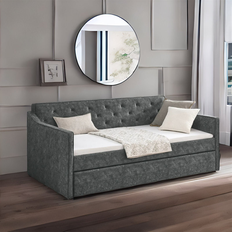 Lit tapissier Clarajane, gris