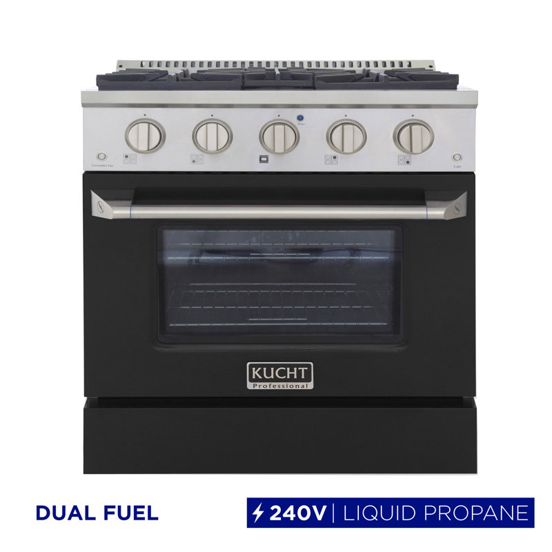 Kucht 30'' W Free Standing Range, Black, Liquid Propane