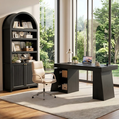 2 Piece Office Set,  55.9" Executive Desk & Bookcases