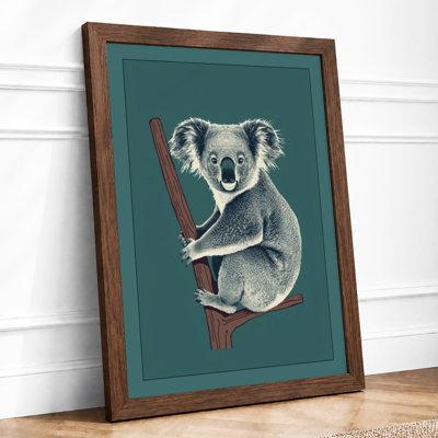Koala on Branch Modern - Framed Print