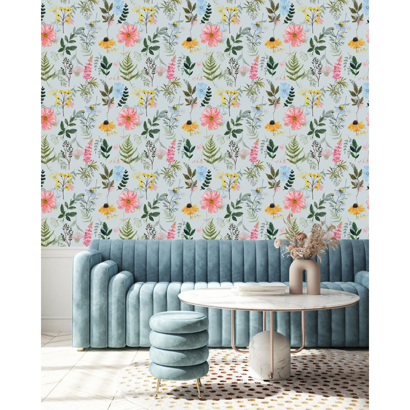Panneau de papier peint floral, L 2,08 pi x L 10,42 pi