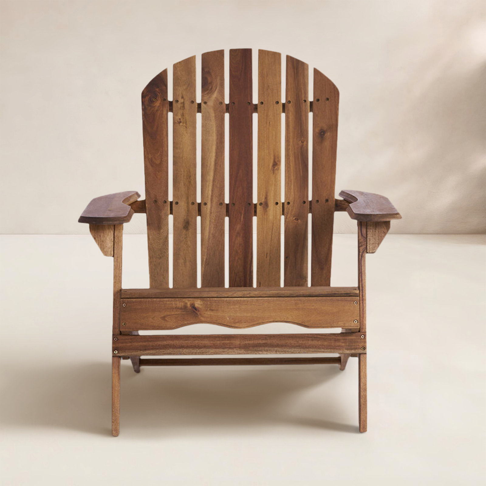 Woking Foldable Outdoor Adirondack Set, Natural Stained