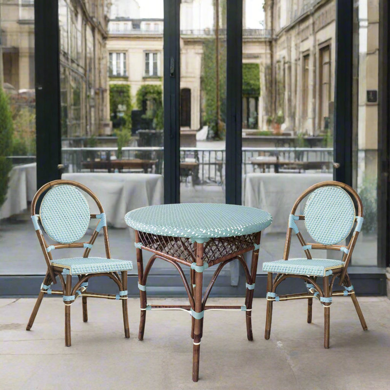 Wicker Outdoor Dining Side Chair, Blue