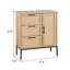 Meuble de rangement de style années 50 avec 3 tiroirs, portes ornées et tablettes réglables. Facile à utiliser, ce meuble rétro est idéal pour un décor intérieur moderne.