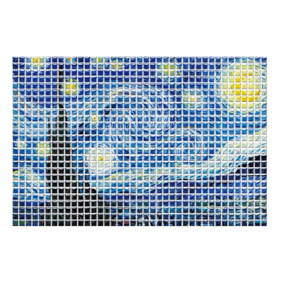 10 In. X 10 In. Vinyl Peel And Stick Tile, The Starry Night Decorative Tile Backsplash(4.17 Sq. Ft. / 6-tile)