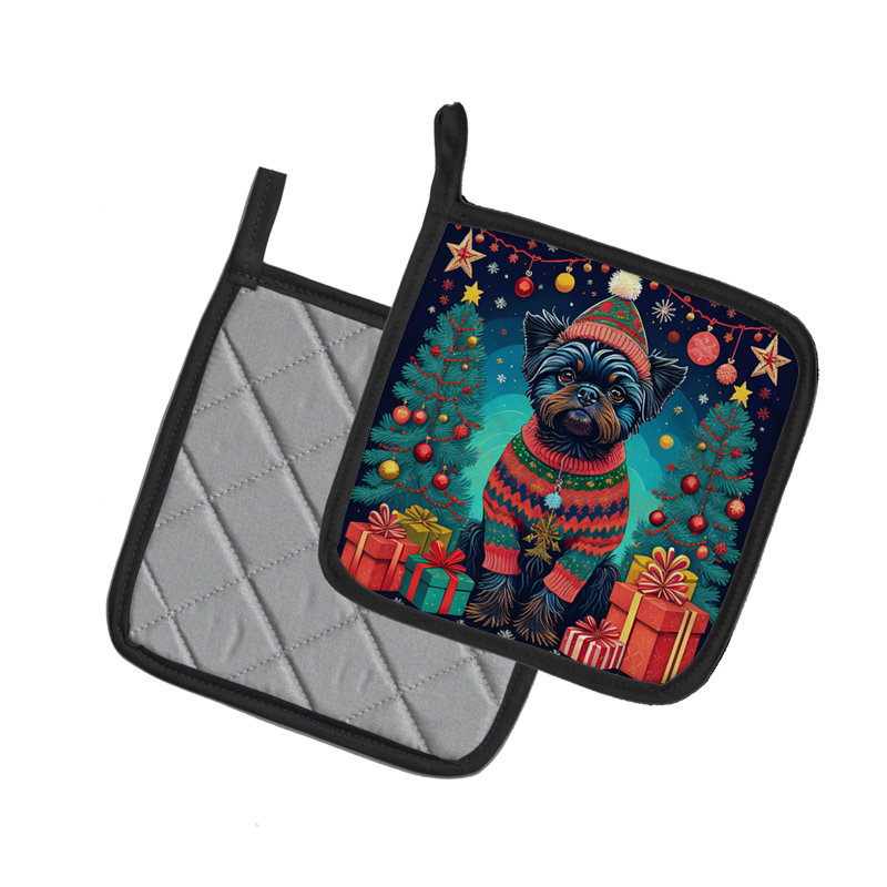Paire de poignées Affenpinscher Christmas