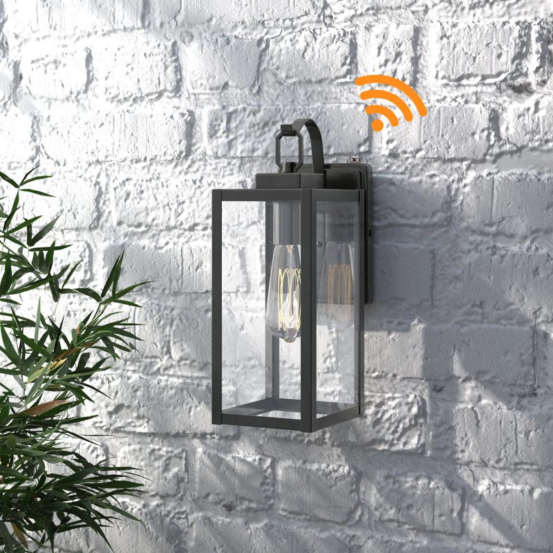 Schlesinger Matte Black Outdoor Wall Lantern with Dusk to Dawn, 35.6cm H x 12.7cm W x 17.8cm D