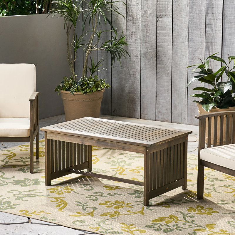 Bureau d'appoint extérieur gris en bois - Table basse pratique pour le patio Transformez votre espace