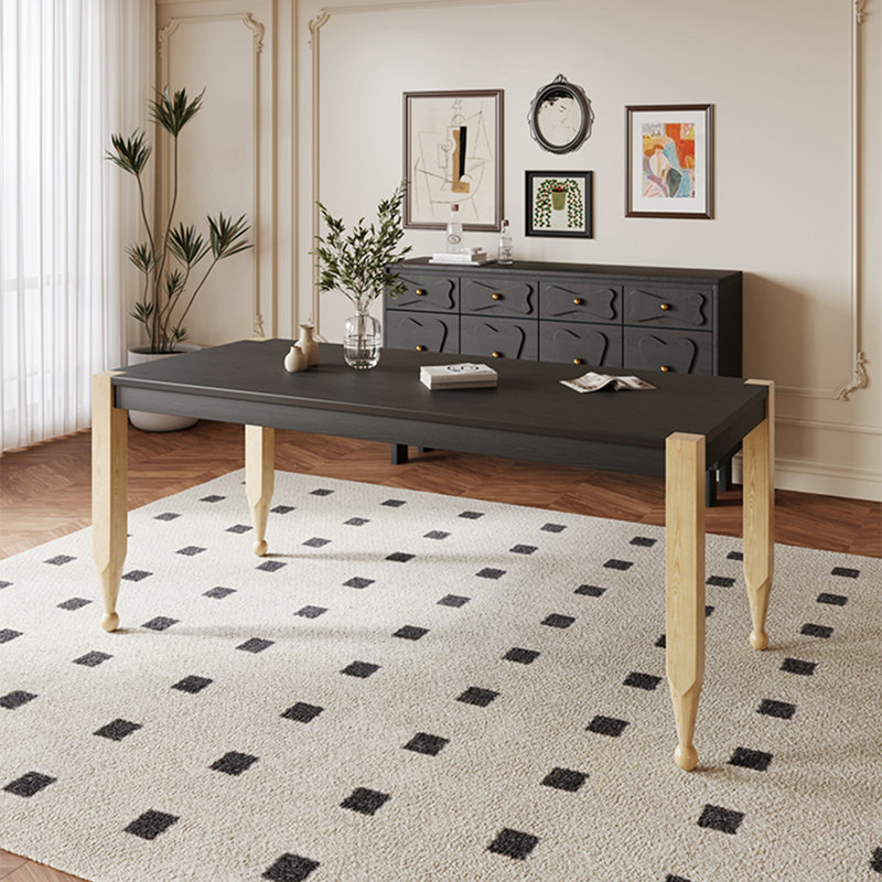 Black Rectangular Solid Wood Butterfly Leaf Dining Table, 29.53"H x 62.99"L x 31.5"W