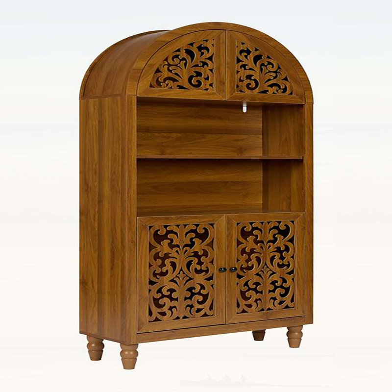 Armoire rétro en bois sculpté arqué