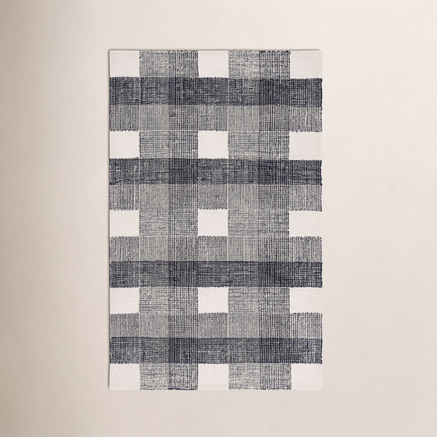 Hand-Tufted Wool Plaid Rug, Rectangle 4' x 6'