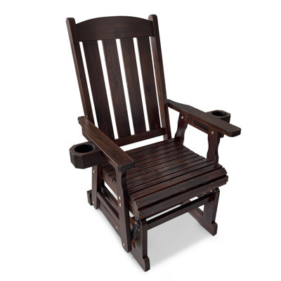 Wooden Patio Glider for One Person, with High Back and Deep Contoured Seat by Lark Manor