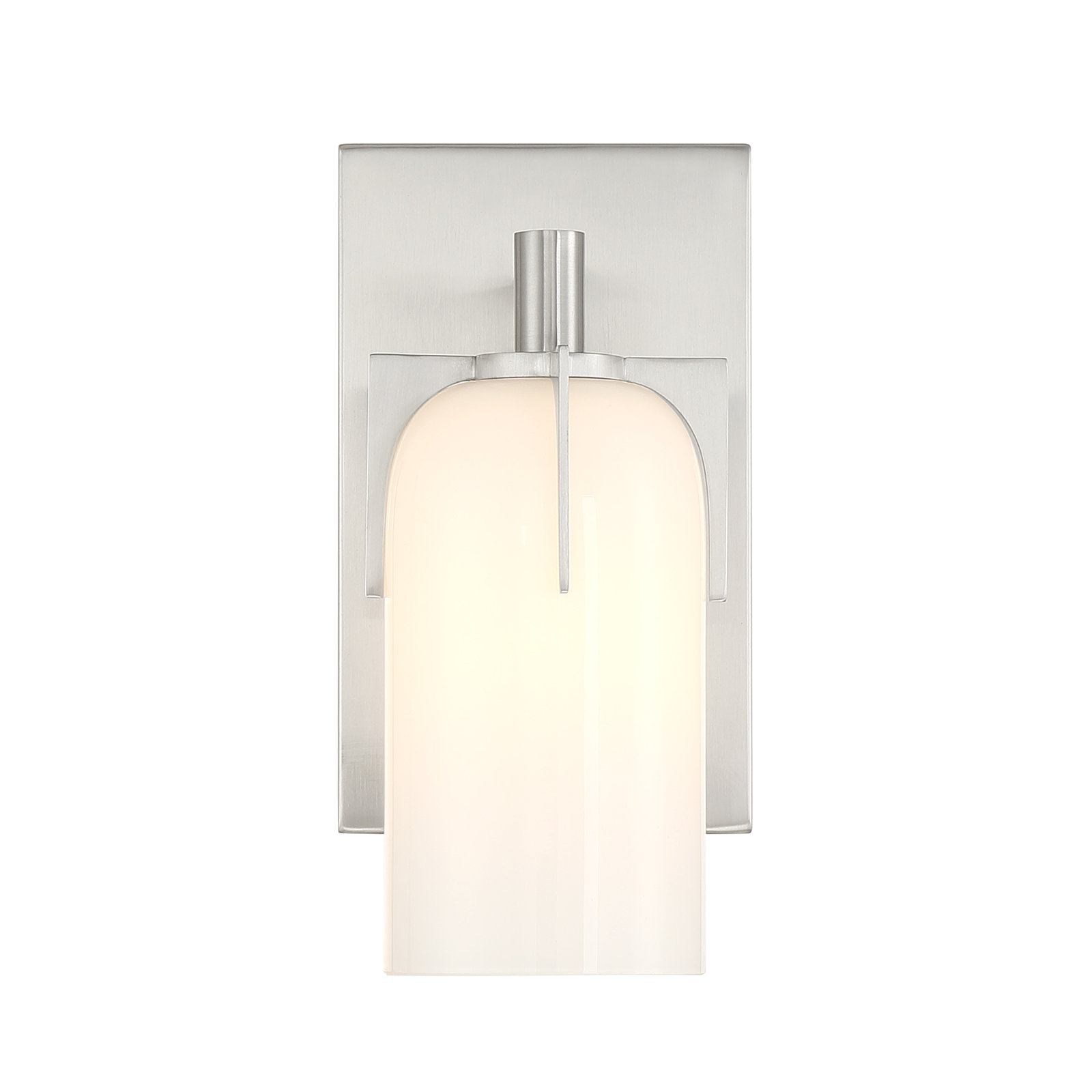 Navana Single Frosted Dimmable Bath Sconce, Satin Nickel