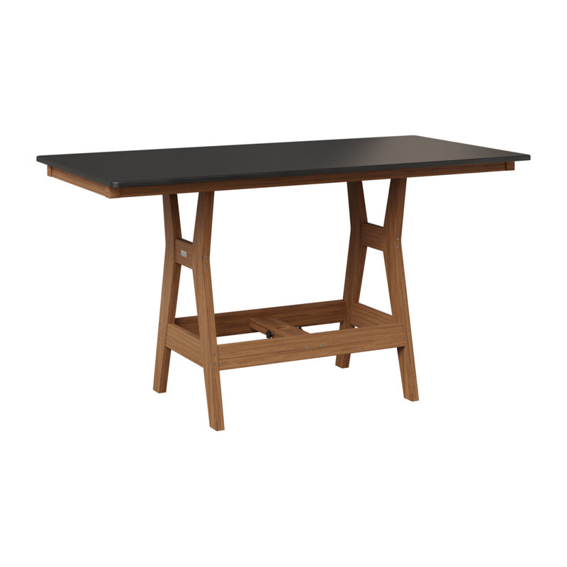 Table de bar rectangulaire 66 po Berlin Gardens Harbor, Acajou antique, Noir martelé, H 38,87 po x l 66 po x P 33 po
