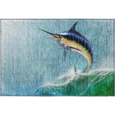 Premium Machine Washable Mayfield AMF147 Blue Rug