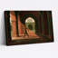 Moine marchant à travers des arches vertes et orange, art mural sur toile-1207824119