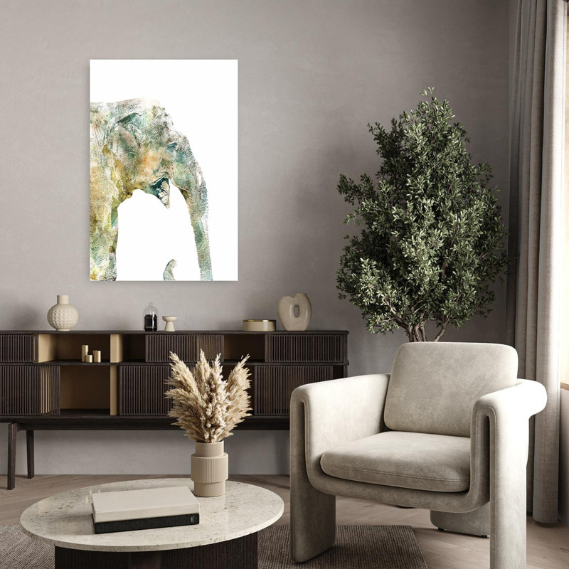Art africain, éléphant africain abstrait contemporain, H 36 po x l 24 po