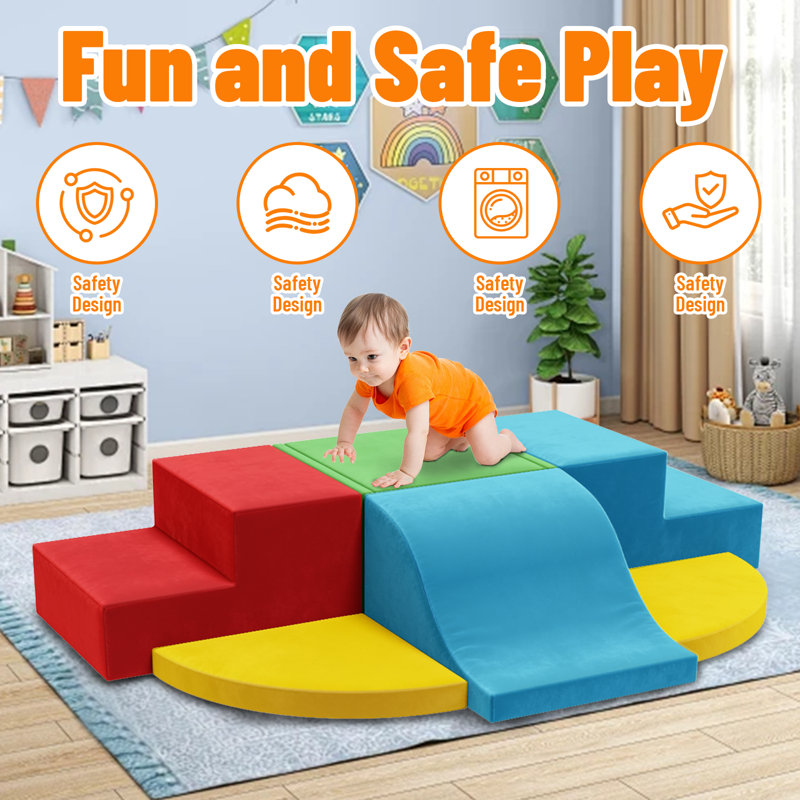 7 blocs d'escalade en mousse, jouets d'escalade pour tout-petits, ensemble de jeu souple pour tout-petits avec marches et glissade