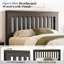 Farmhouse Wooden Panel Bed with Slatted Headboard -1936054979-1936342575