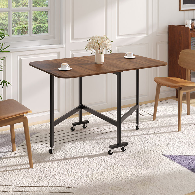 Oval Metal Base Dining Table, Brown, Black