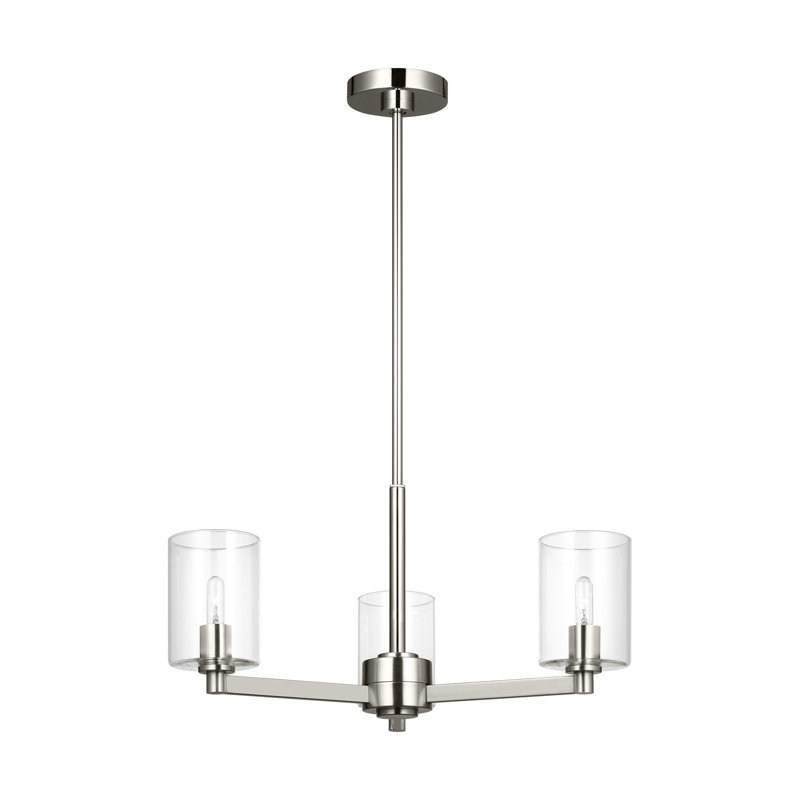 Fullton Dining Room Chandelier With Clear Shade, 10.375" H x 21.625" W x 21.625" D, Brushed Nickel, 3 Lights