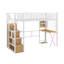 Lit mezzanine simple en métal avec poste de travail intégré, garde-robe, DEL et escalier de rangement