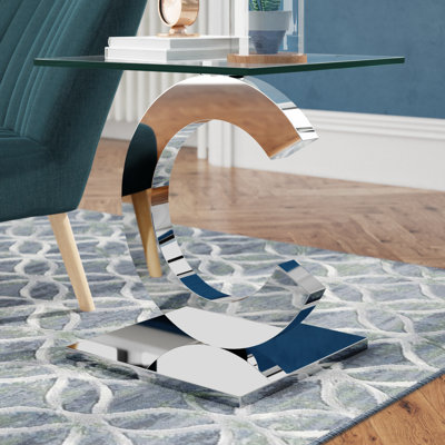 Elvia Glass Top Abstract End Table