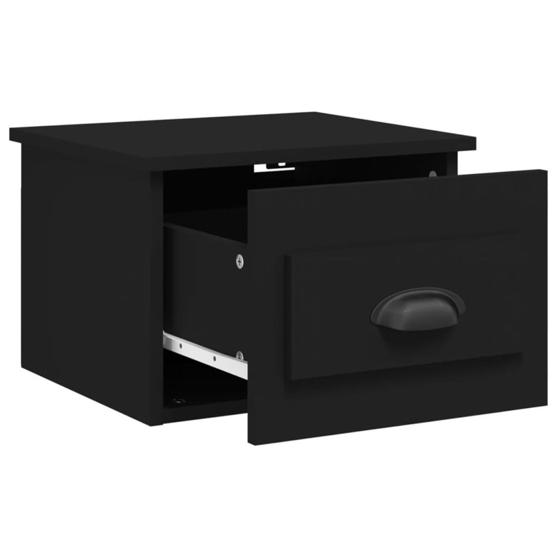 Lurette 41.5cm W Solid + Manufactured Wood Bedside Table, Black, Individual