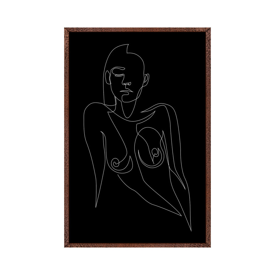 Nude Black - One Line von Addillum - Galerie-verpackte Leinwand Giclée auf Leinwand