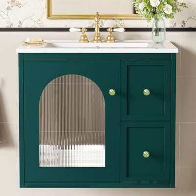 24'' Wall-Mounted Single Bathroom Vanity With Ceramic Sink