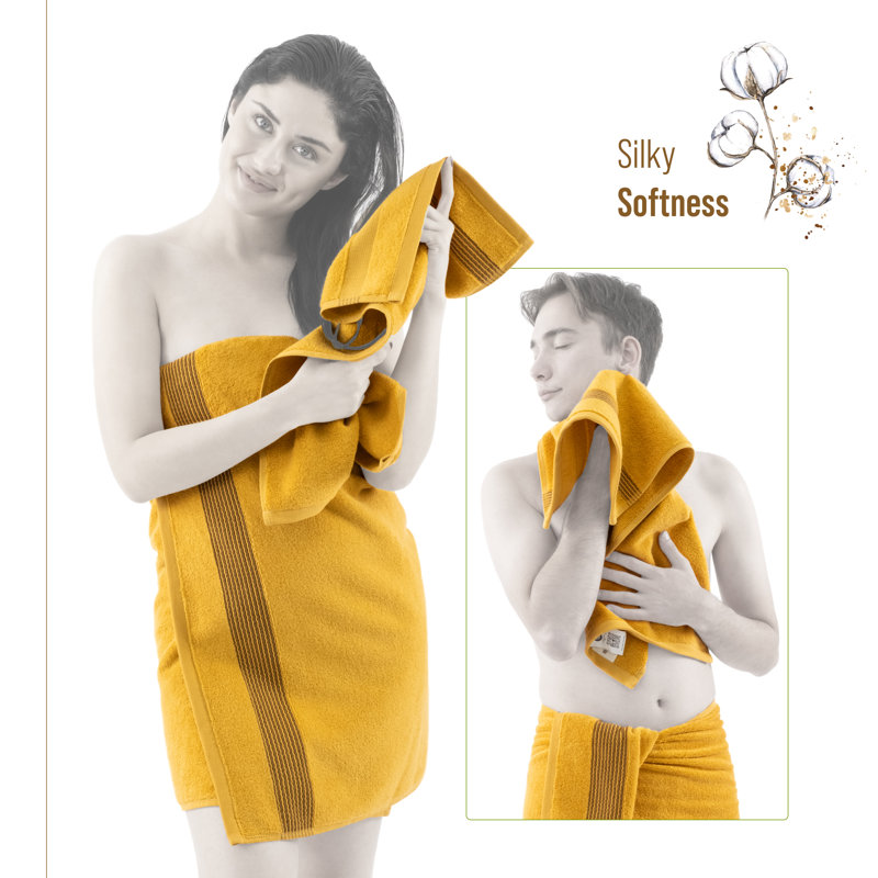 Luxury Extra Soft 100% Cotton 6 Piece Bath Towel Set, Mustard