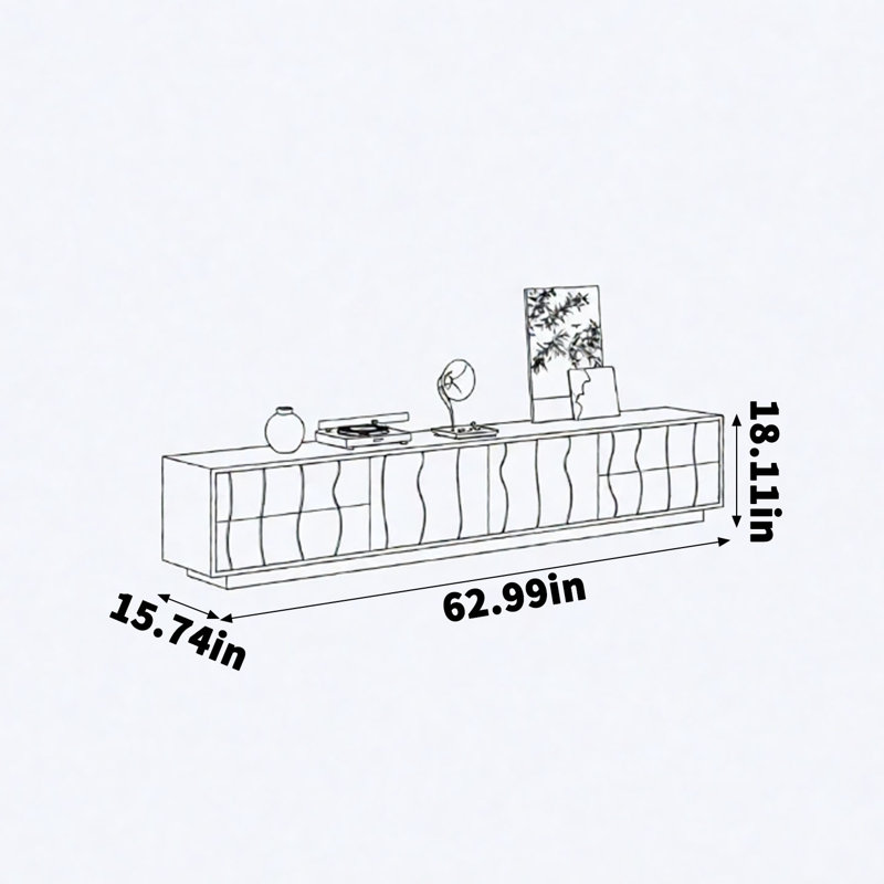Meuble télé Bone Grid, H 18,11 po x L 62,99 po x l 15,74 po