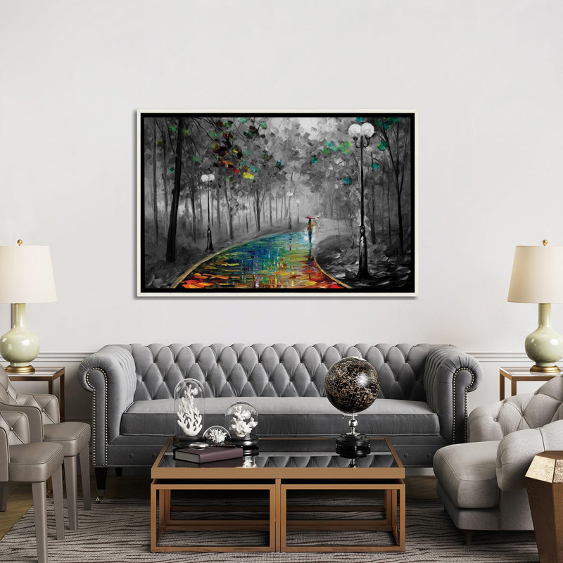 «Fog of Passion» noir et blanc - reproduction d'art murale - toile, Gris, H 32 po x l 48 po