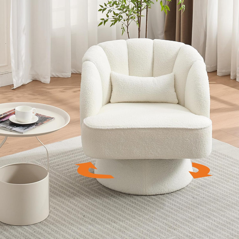 Fauteuil demi-tonneau pivotant Modern, Peluche beige