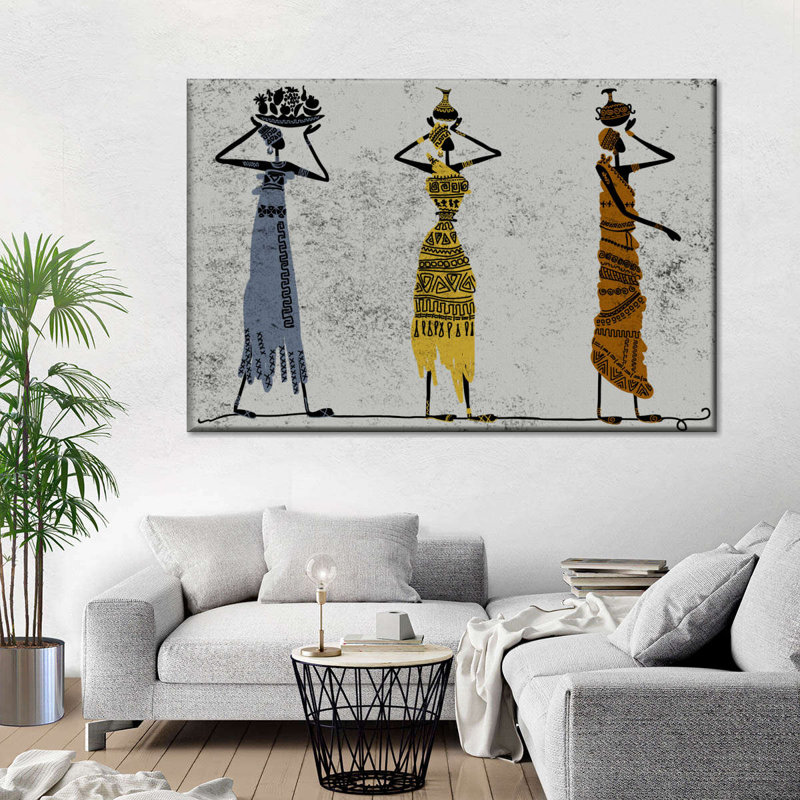 Tête de femme africaine portant sur toile, H 26 po x l 39 po x P 1,25 po