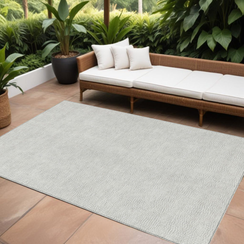 Tapis intérieur / extérieur géométrique lavable argenté et gris 9 pi x 12 pi