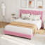 Structure de lit plateforme simple rose avec tête de lit tapissier réglable en suède, lattes en bois, sans bruit, aucun sommier requis, assemblage facile - rose-2092397594-2092397590