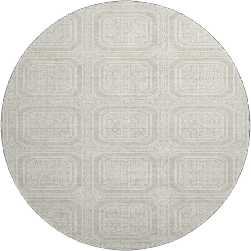 Premium Machine Washable Elize AMF1451 Geometric Rug, Round 8'