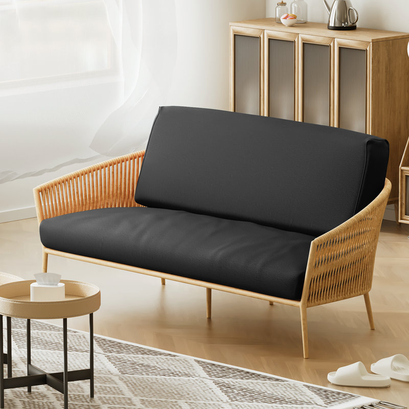 Housse pour canapé-lit réversible en tissu de polyester réversible avec fermeture à glissière 3 côtés, Simple, Noir