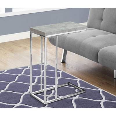 Accent Table, C-Shaped, End, Side, Snack, Living Room, Bedroom, Grey Laminate, Chrome Metal, Contemporary, Modern