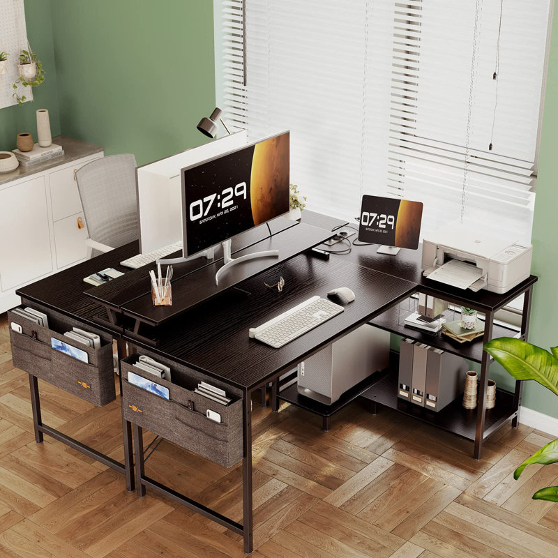 Analyce L-Shaped Writing Desk, Black
