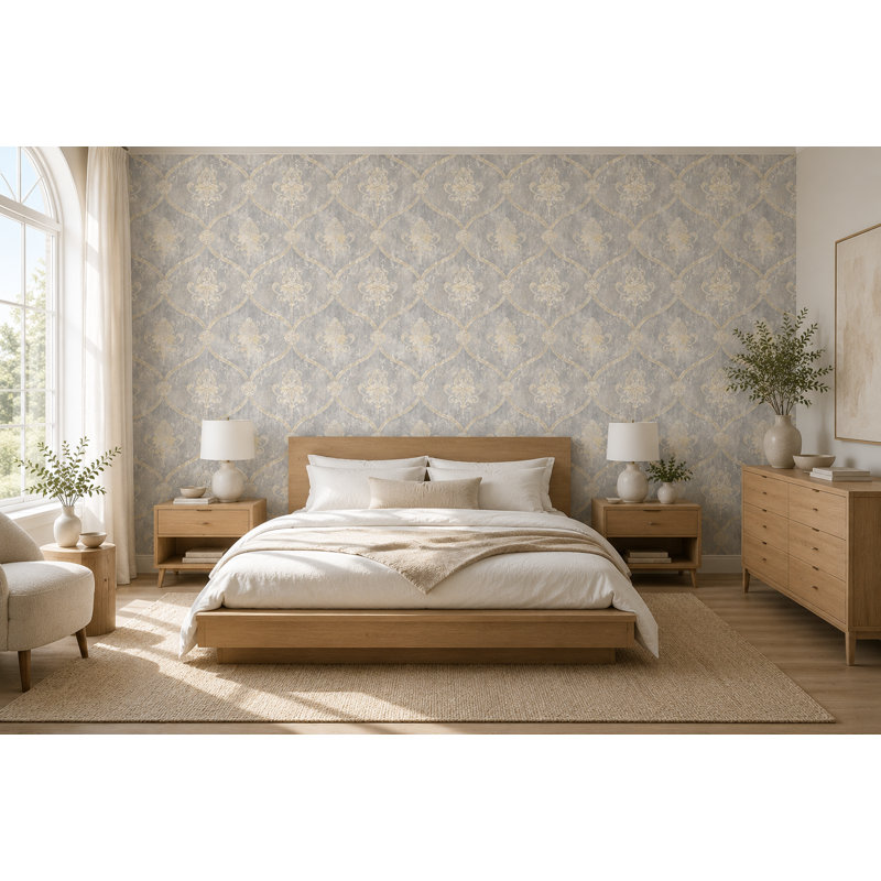 Rouleau de papier peint L 32,7 pi x l 20,5 po Noah, Gris/beige