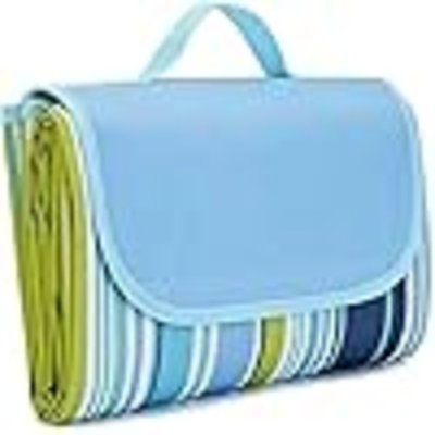 Très grande couverture de plage de 80 po x 80 po, couvertures de pique-nique d'extérieur, couvertures imperméables et imperméables au sable, pliables et légères pour le camping printemps-été, la plage, le parc (bleu, 80 x 80 po)