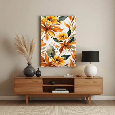 Aquarelle florale 57, art mural en métal beige