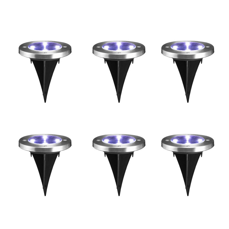 Set of 6 Solar Powered LED Pathway Lights with Dusk to Dawn Sensor