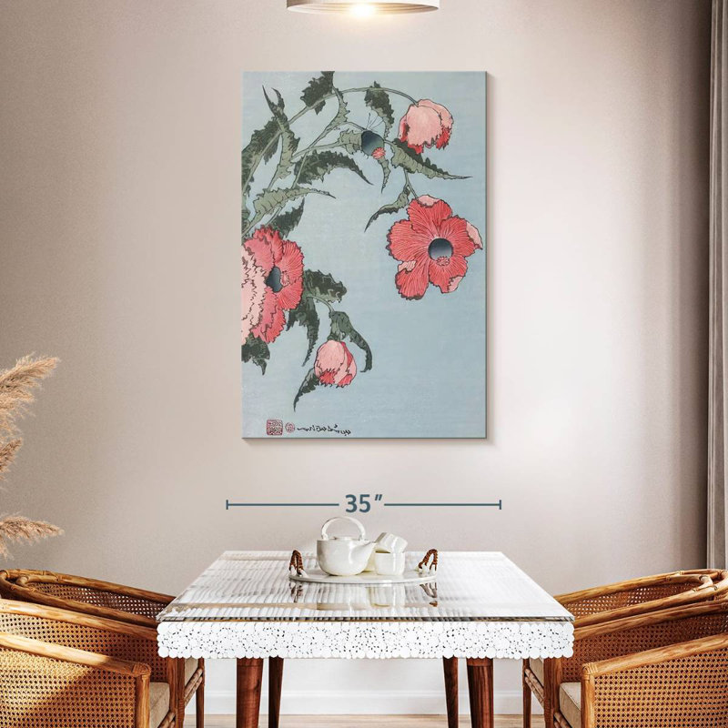 Coquelicots au vent, H 48 po x l 32 po